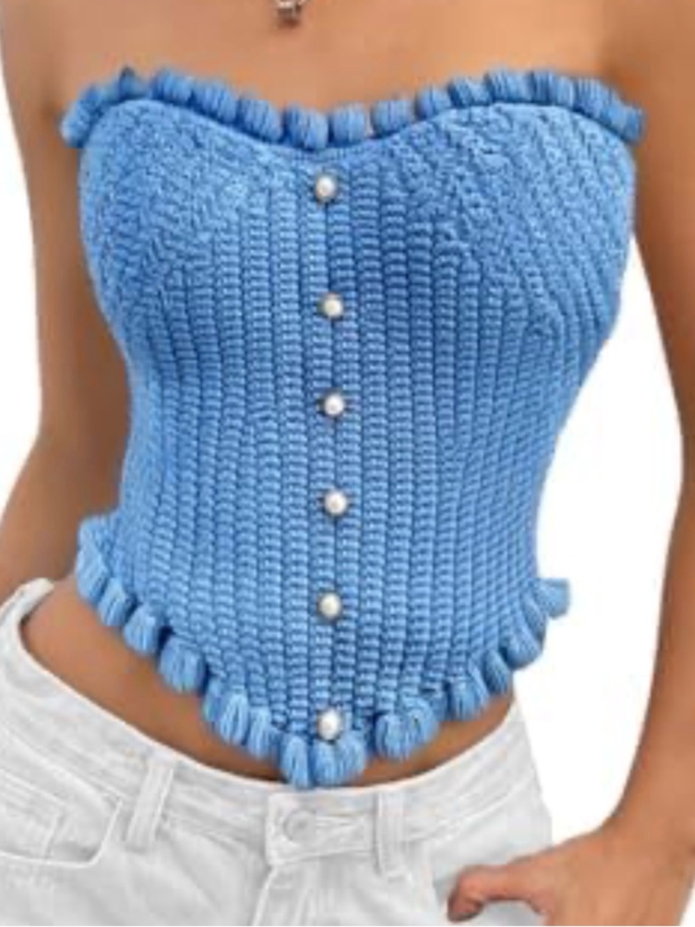 NEW sweater knit strapless tube top crop top corset one size